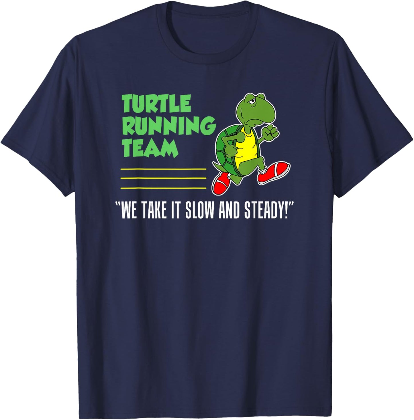 Turtle Running Team Slow And Steady Funny Runner T-Shirt - T-Shirt | Navy