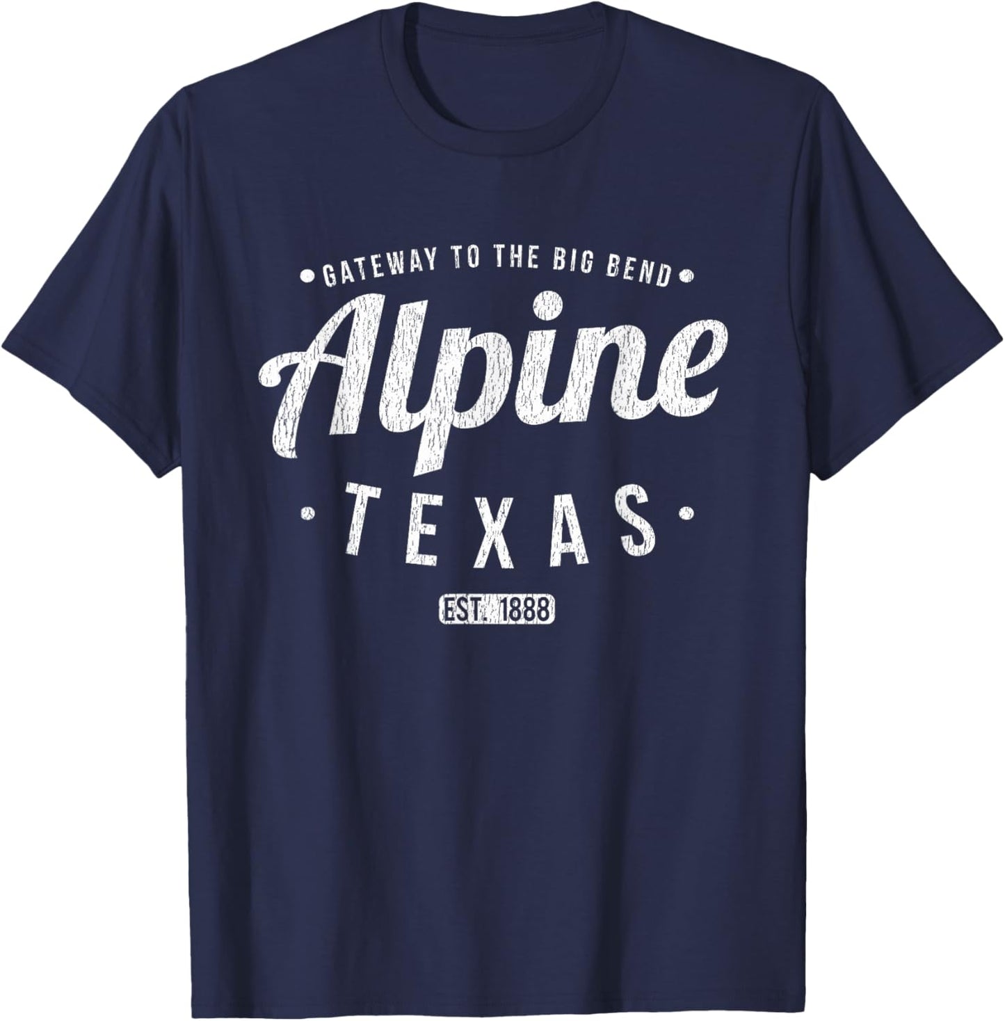 Alpine Texas Vintage Minimalist Retro Souvenir TX Alpine T-Shirt - T-Shirt | Navy