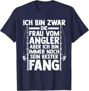 ich bin zwar die Frau vom Angler - Fisch angeln T-Shirt - T-Shirt | Navy