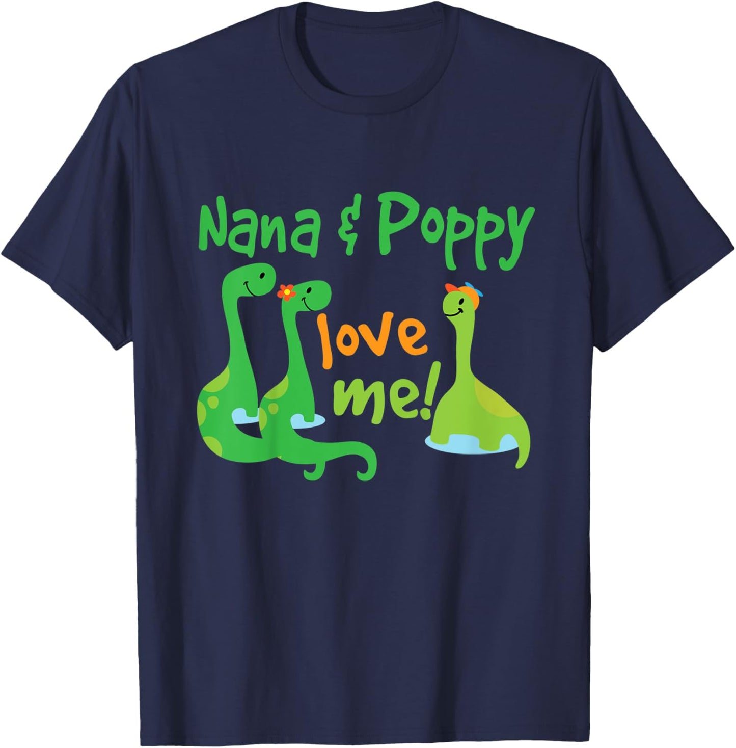 Kids Nana and Poppy Love Me Grandson Dinosaur T-Shirt - T-Shirt | Navy