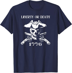 Revolutionary Skull Crossbones Flintlock T-Shirt - T-Shirt | Navy