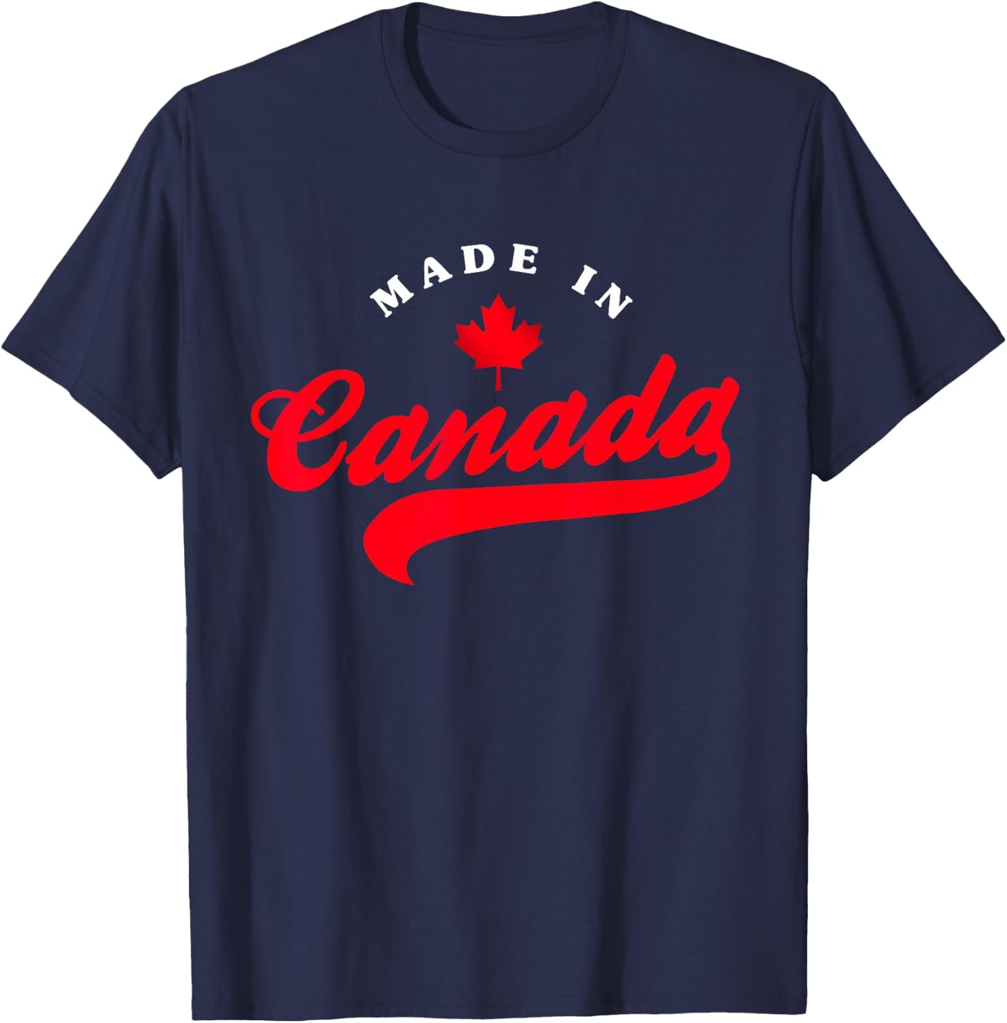Made in Canada Patriotic Pride Vacation Travel Canadian Gift T-Shirt - T-Shirt | Navy