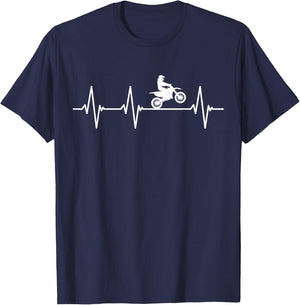 Dirt Bike Shirt Heartbeat Motocross T-Shirt - T-Shirt | Navy