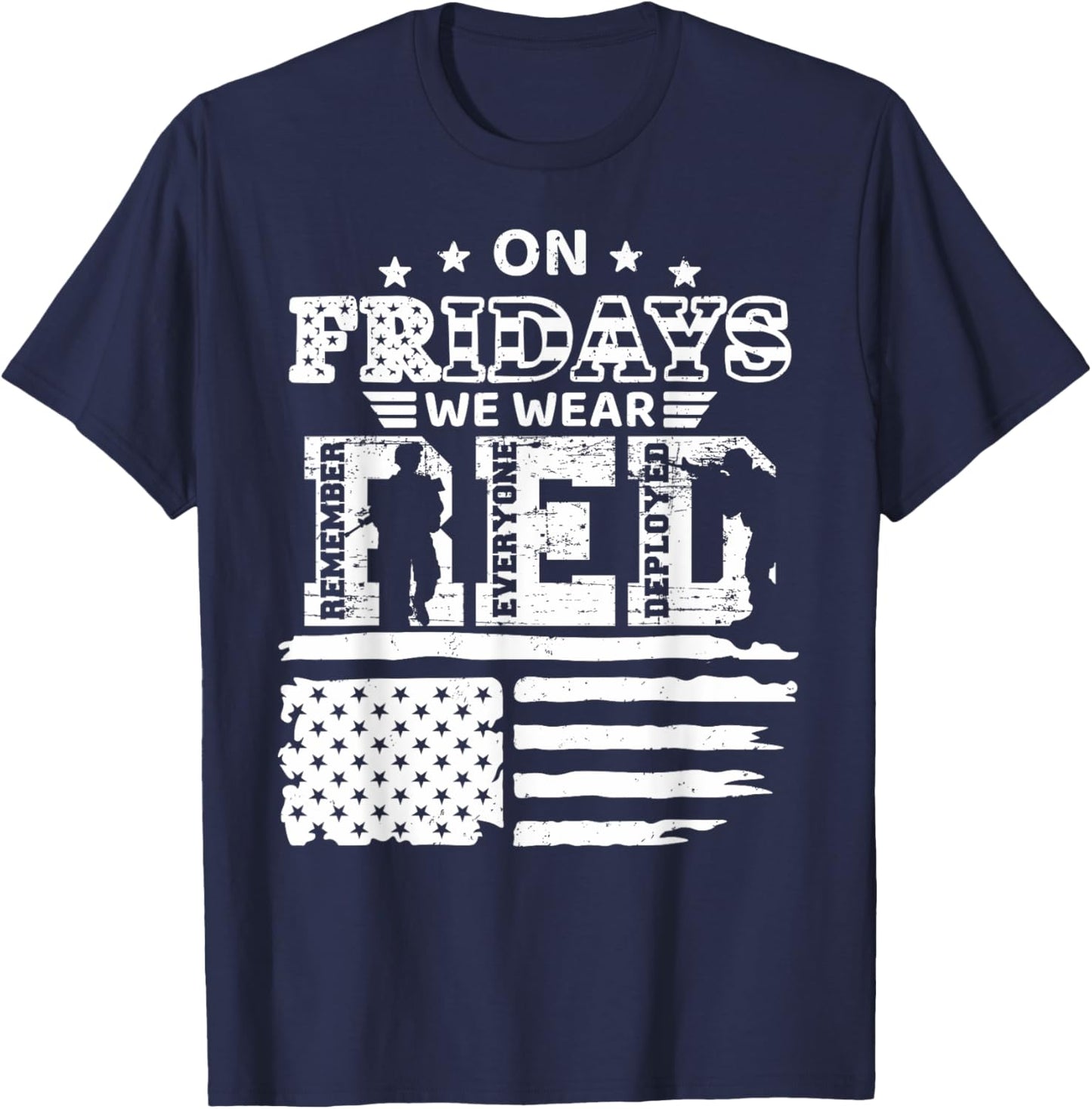 On Friday We Wear Red Friday Military Support troops US Flag T-Shirt - T-Shirt | Navy