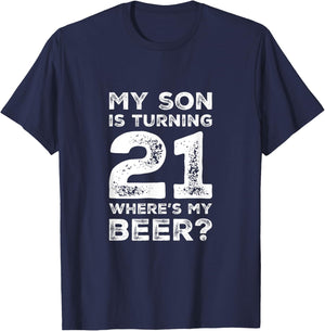 21st Birthday Shirt Dad of 21 Year Old Son Daughter Birthday T-Shirt - T-Shirt | Navy