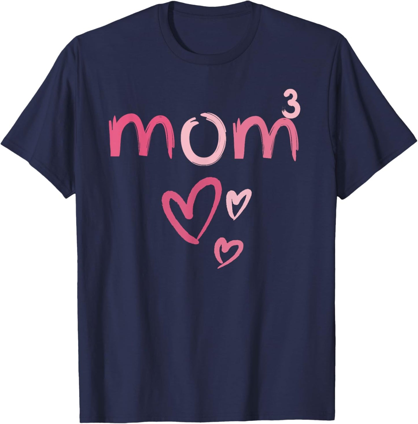 Mom3 Heart Mother of Three Mama of 3 Gifts Mothers Day T-Shirt - T-Shirt | Navy