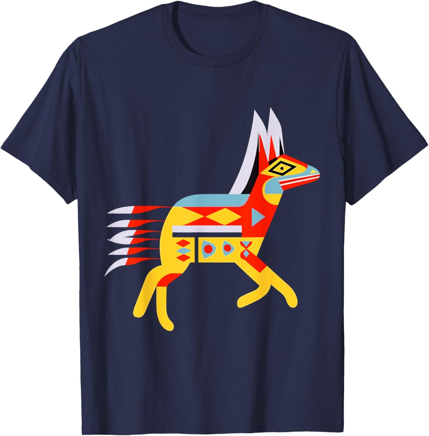 Pacific Northwest Coastal Art Native American Running Wolf T-Shirt - T-Shirt | Navy