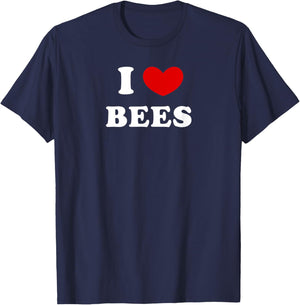 I Love Bees, I Heart Bees T-Shirt - T-Shirt | Navy