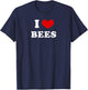 I Love Bees, I Heart Bees T-Shirt - T-Shirt | Navy