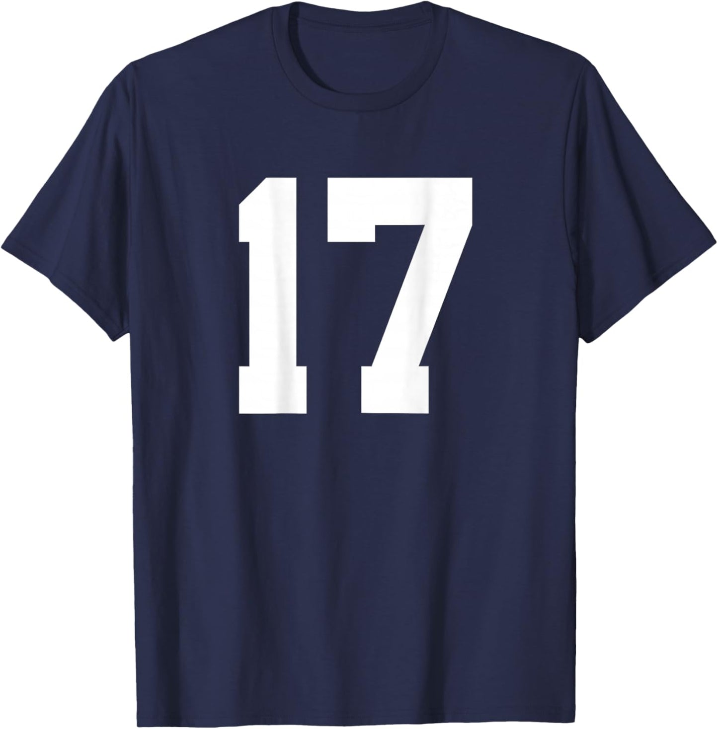 Number 17 (On Back) Sports Team Jersey T-Shirt - T-Shirt | Navy