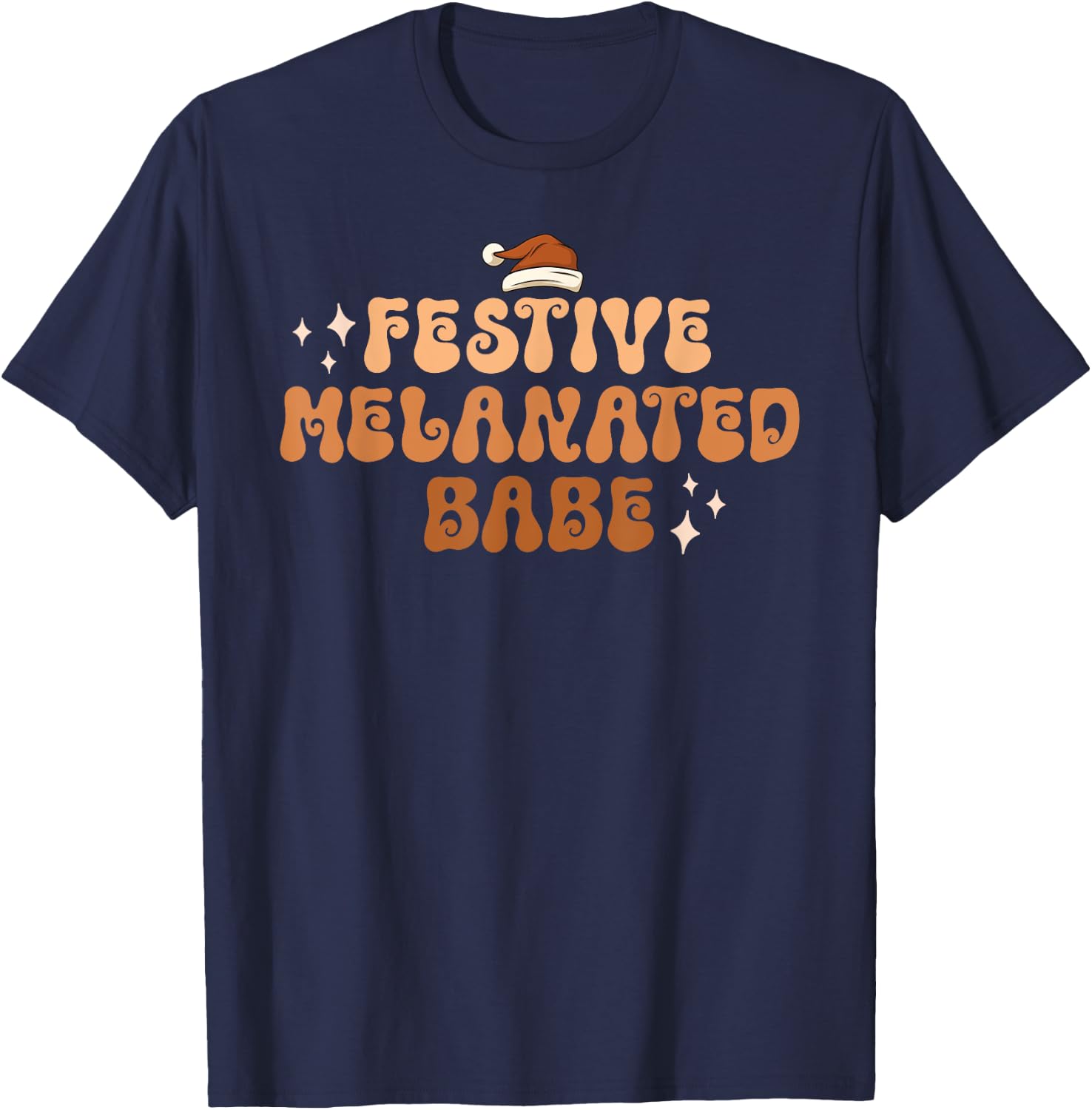 Festive Melanated Babe Melanin Merry Christmas Black African T-Shirt - T-Shirt | Navy