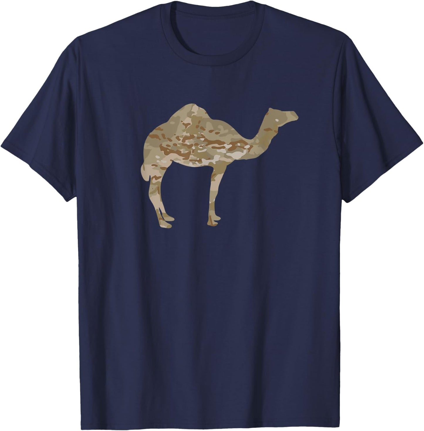 Desert Camo One-Hump Camel Lover Gift Military Camouflage T-Shirt - T-Shirt | Navy