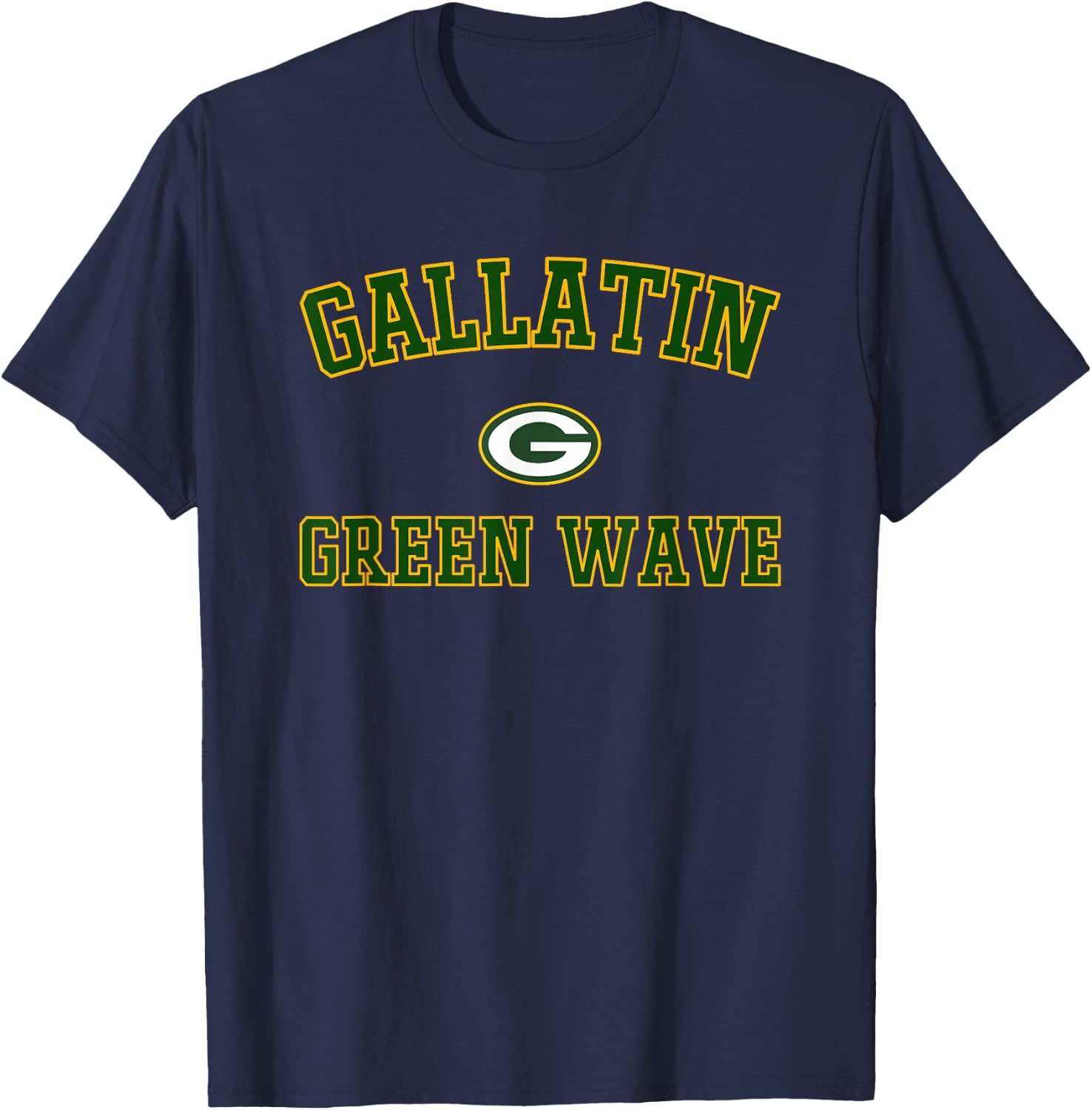 Gallatin Green Wave Logo Varsity HS T-Shirt - T-Shirt | Navy