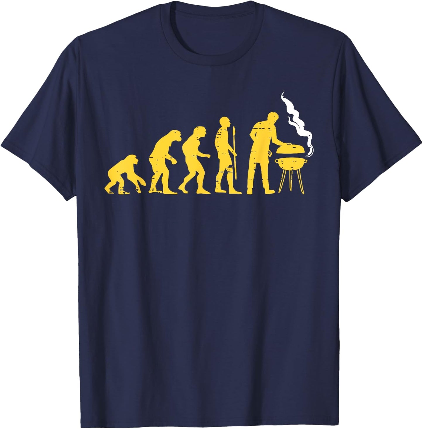 Human Evolution Grilling Funny Bbq Meat Smoking Grill Master T-Shirt - T-Shirt | Navy