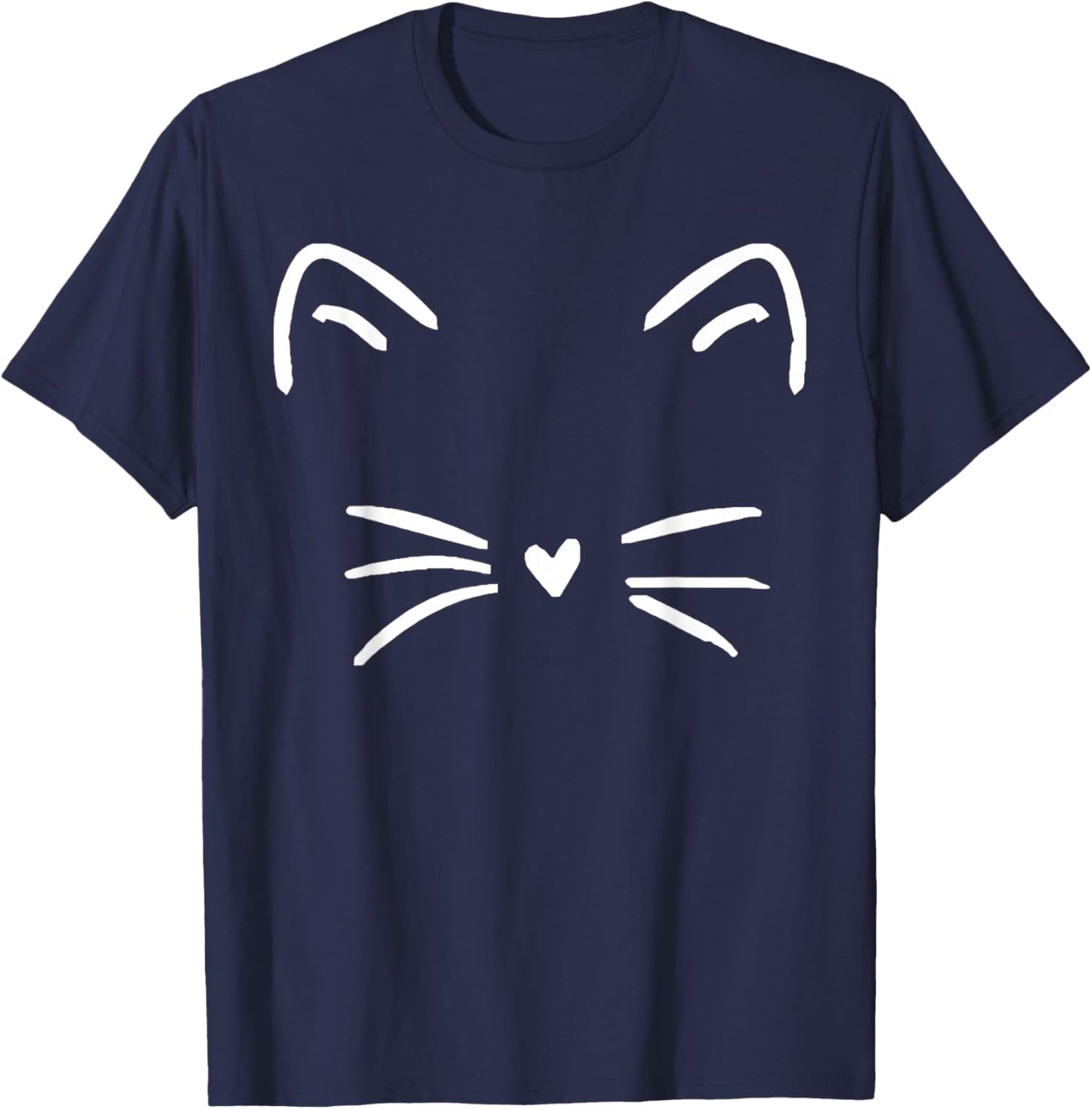 Funny Cute Cat Face Heart Nose Cat Lover T-Shirt - T-Shirt | Navy