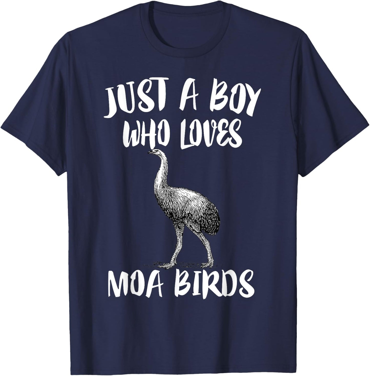 Just A Boy Who Loves Moa Birds Birding T-Shirt - T-Shirt | Navy