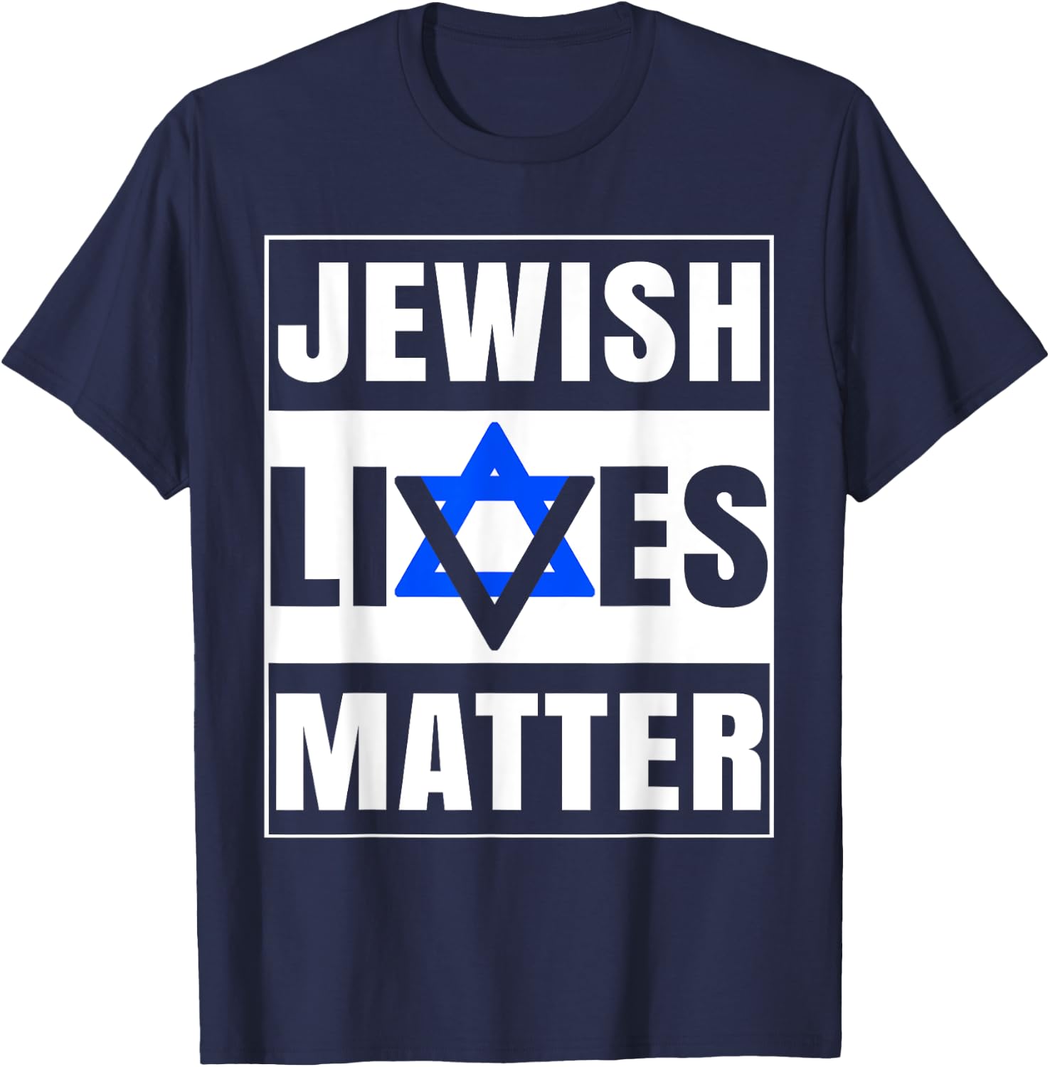 Jewish Lives Matter Shirt David Star Retro Jewish Holiday T-Shirt - T-Shirt | Navy