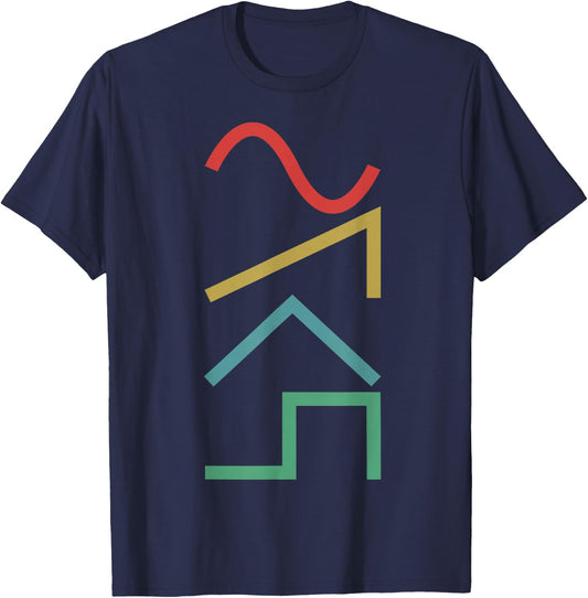 Vintage Analog Synthesizer Techno Waveform - Synth Nerd T-Shirt - T-Shirt | Navy