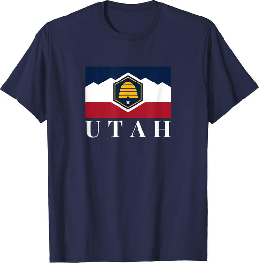 Utah Flag Shirt State of Utah Beehive State Flag T-Shirt - T-Shirt | Navy