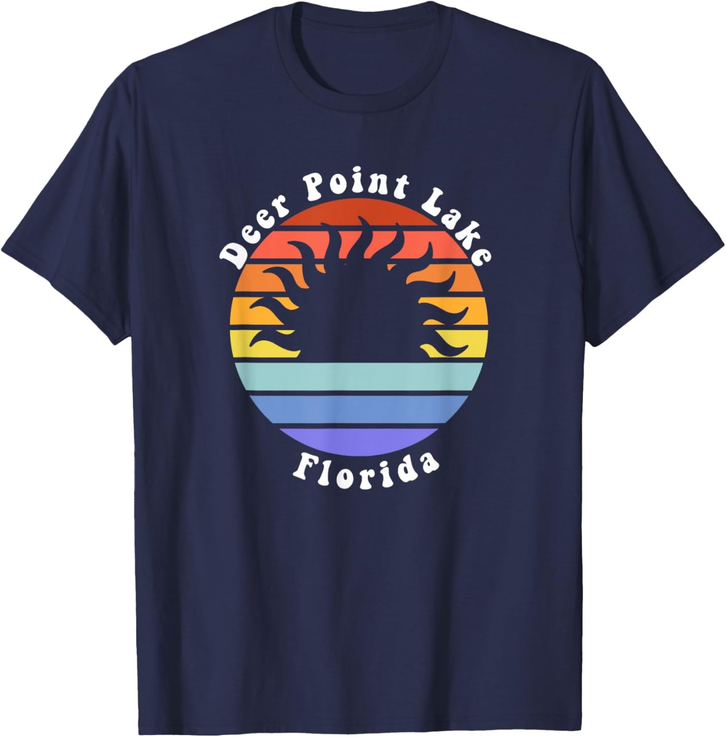 Deer Point Lake Florida FL Sunset Souvenir Vacation T-Shirt - T-Shirt | Navy