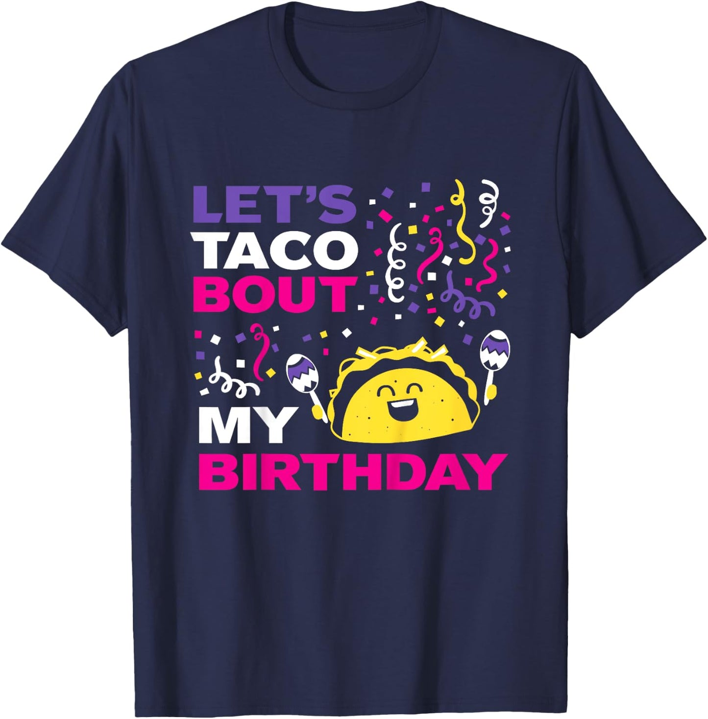 Kids Party Shirt for Birthday Girl | Taco Fiesta Theme T-Shirt - T-Shirt | Navy