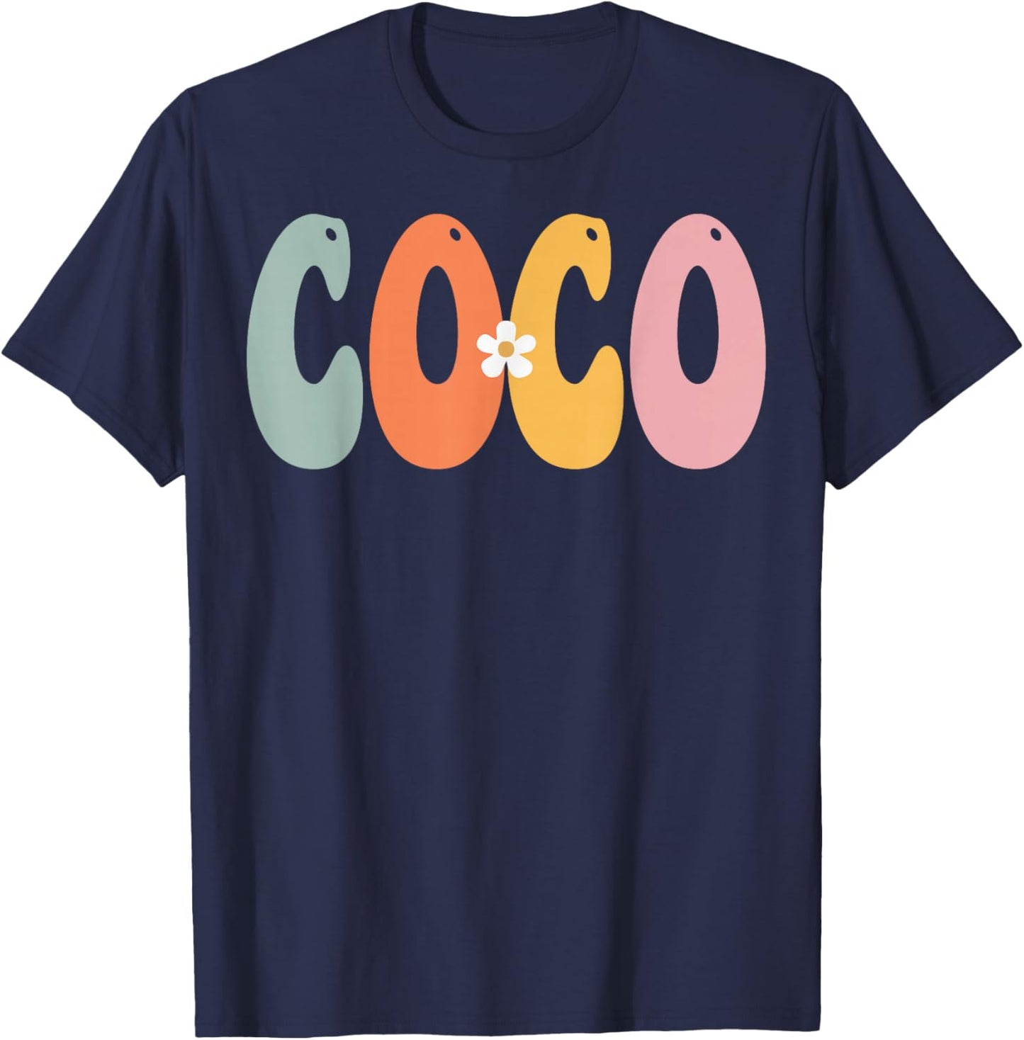 COCO Retro Groovy Print Mom Cute Mother's Day Funny Grandma T-Shirt - T-Shirt | Navy