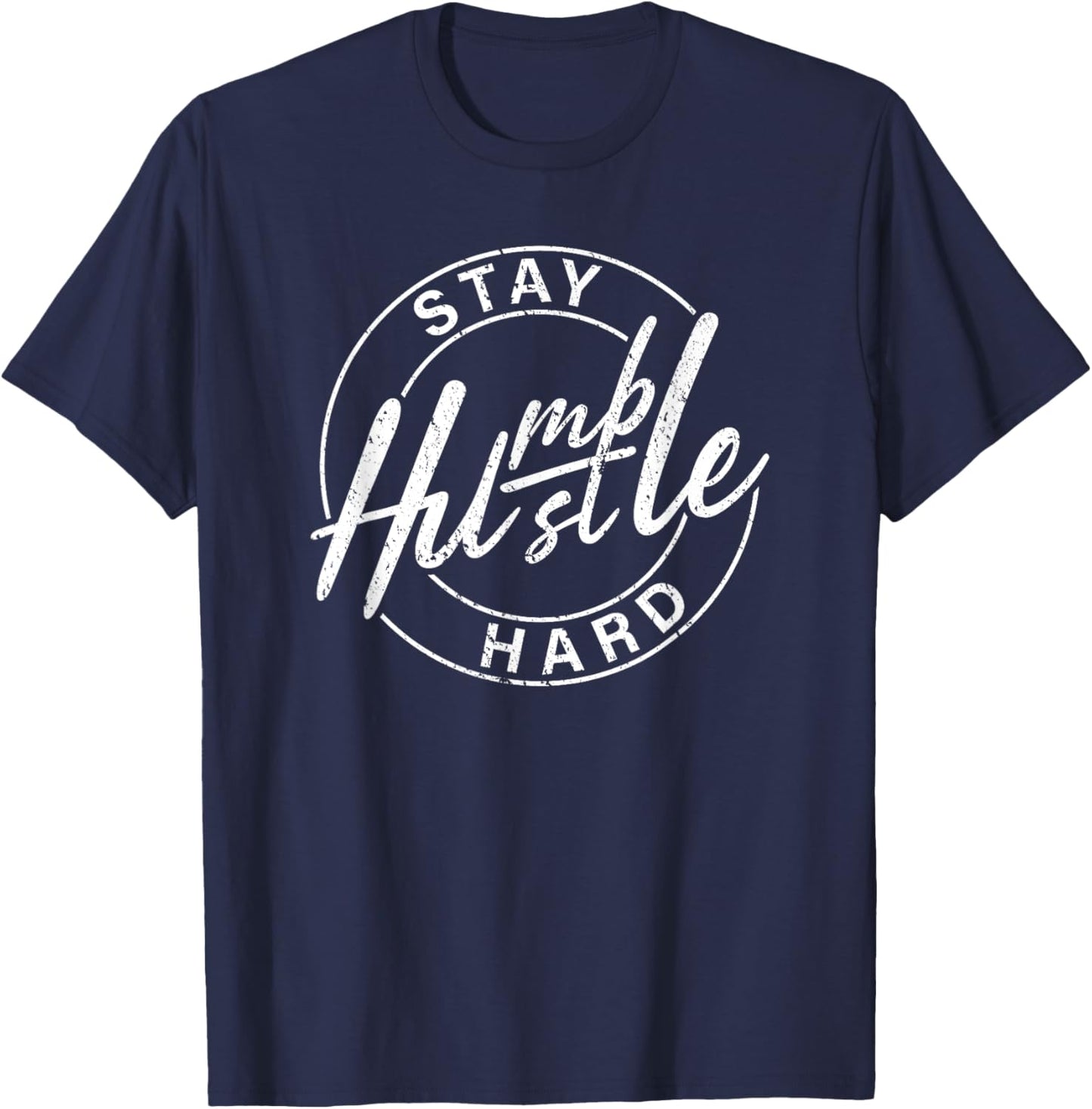 Humble Hustle Odometer Style Graphic Design T-Shirt - T-Shirt | Navy