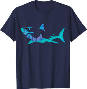 Shark Tie Dye Great White Shark T-Shirt - T-Shirt | Navy