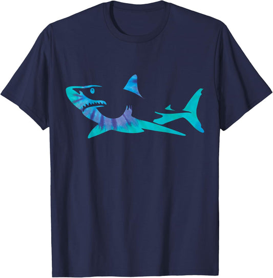 Shark Tie Dye Great White Shark T-Shirt - T-Shirt | Navy