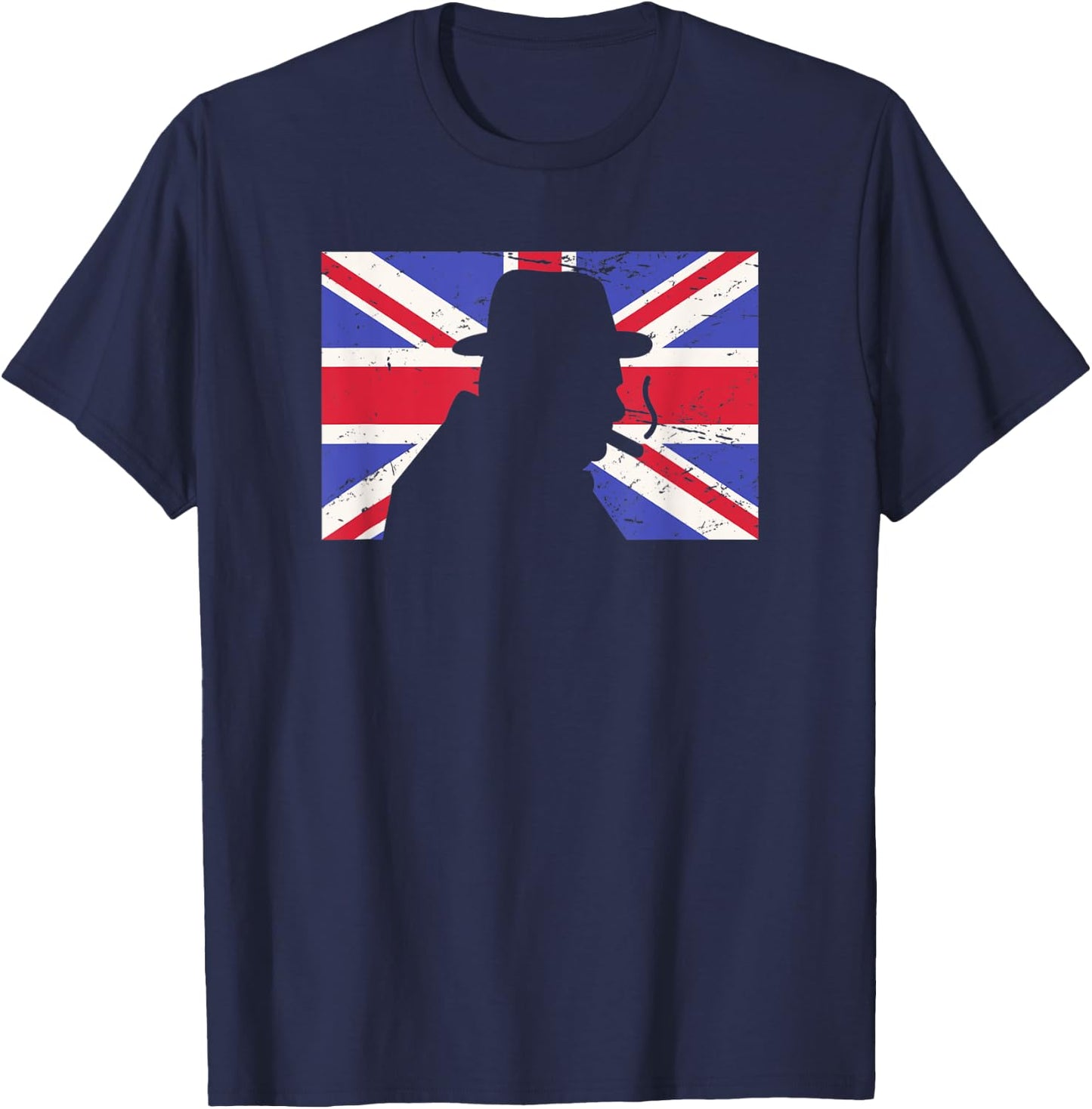 Winston Churchill / WWII Battle of Britain UK Flag T-Shirt - T-Shirt | Navy