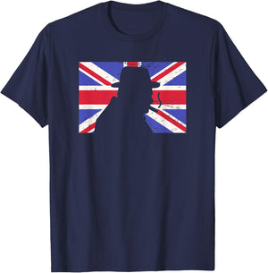 Winston Churchill / WWII Battle of Britain UK Flag T-Shirt - T-Shirt | Navy