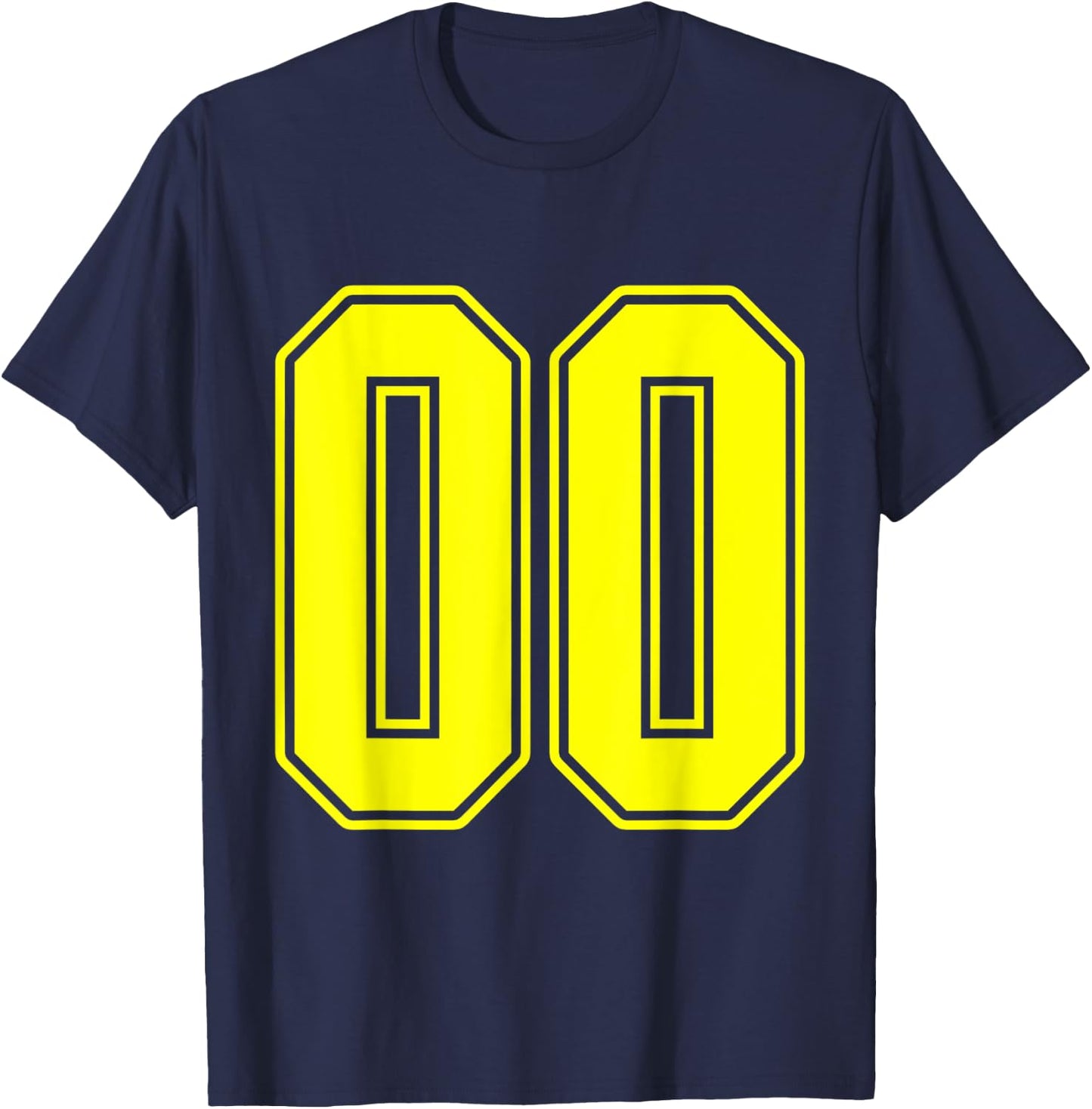 #00 Yellow Outline Number 00 Sports Fan Jersey Style T-Shirt - T-Shirt | Navy