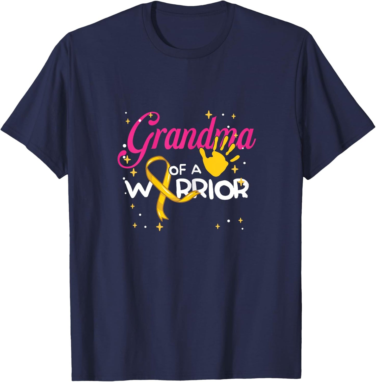 Grandma Of A Warrior | Yellow Ribbon | Childhood Cancer T-Shirt - T-Shirt | Navy