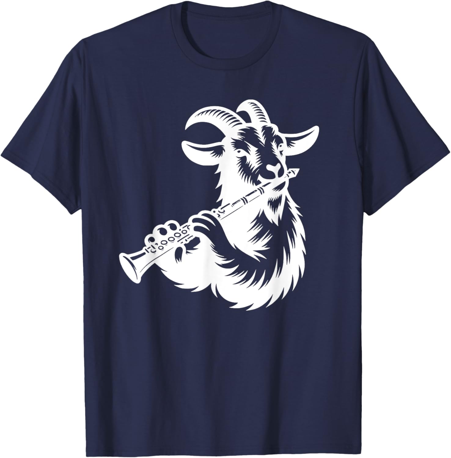 Goat Clarinet Silhouette Farm Musician Design T-Shirt - T-Shirt | Navy