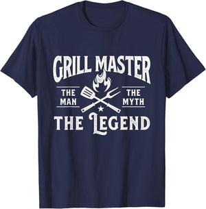 Grill Master The Man The Myth The Legend - Grilling Smoker T-Shirt - T-Shirt | Navy