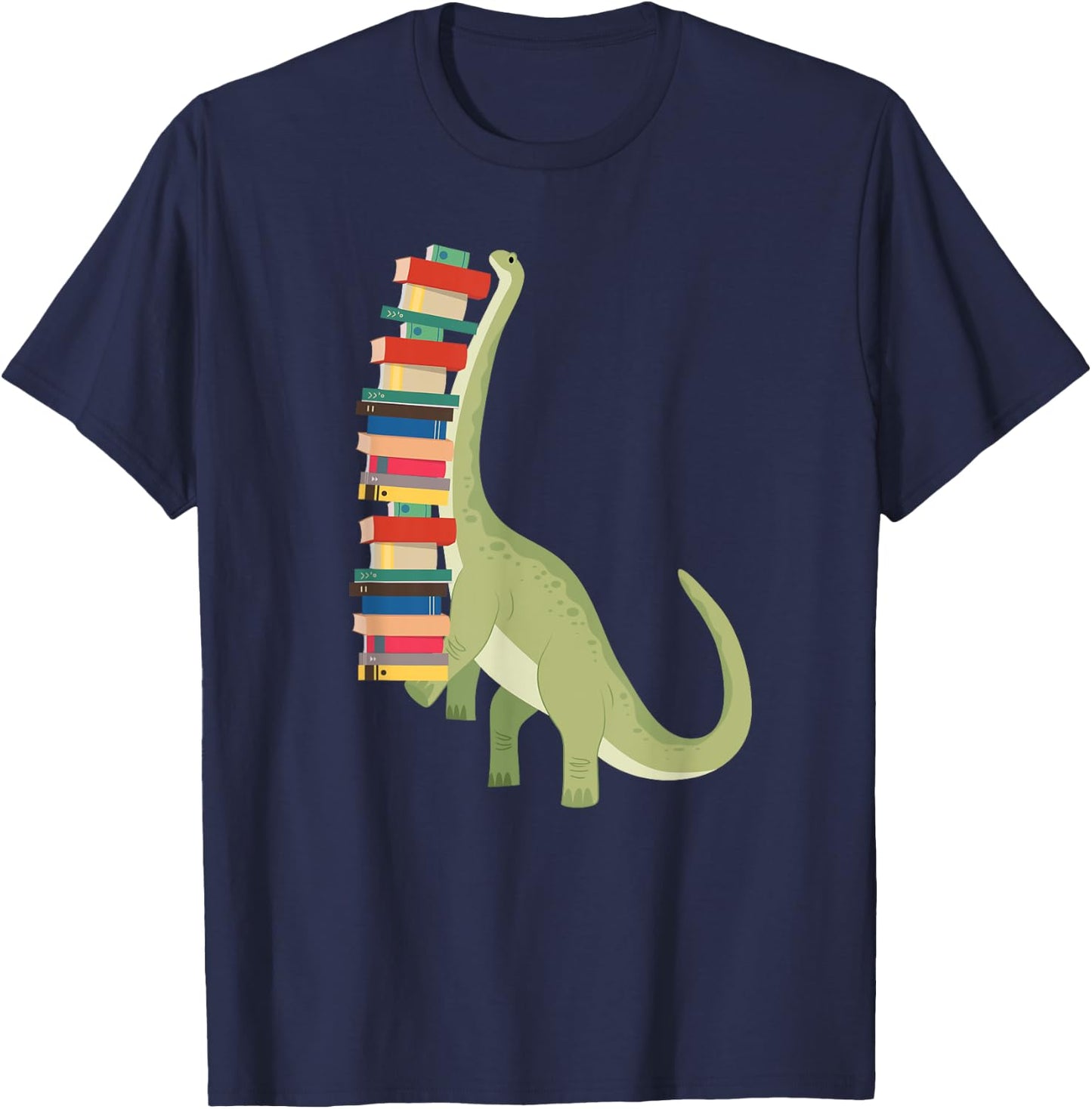 Funny Dinosaur Librarian Reading T-Shirt - T-Shirt | Navy