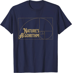 Nature's Algorithm Fibonacci's Sequence Golden Ratio Circle T-Shirt - T-Shirt | Navy