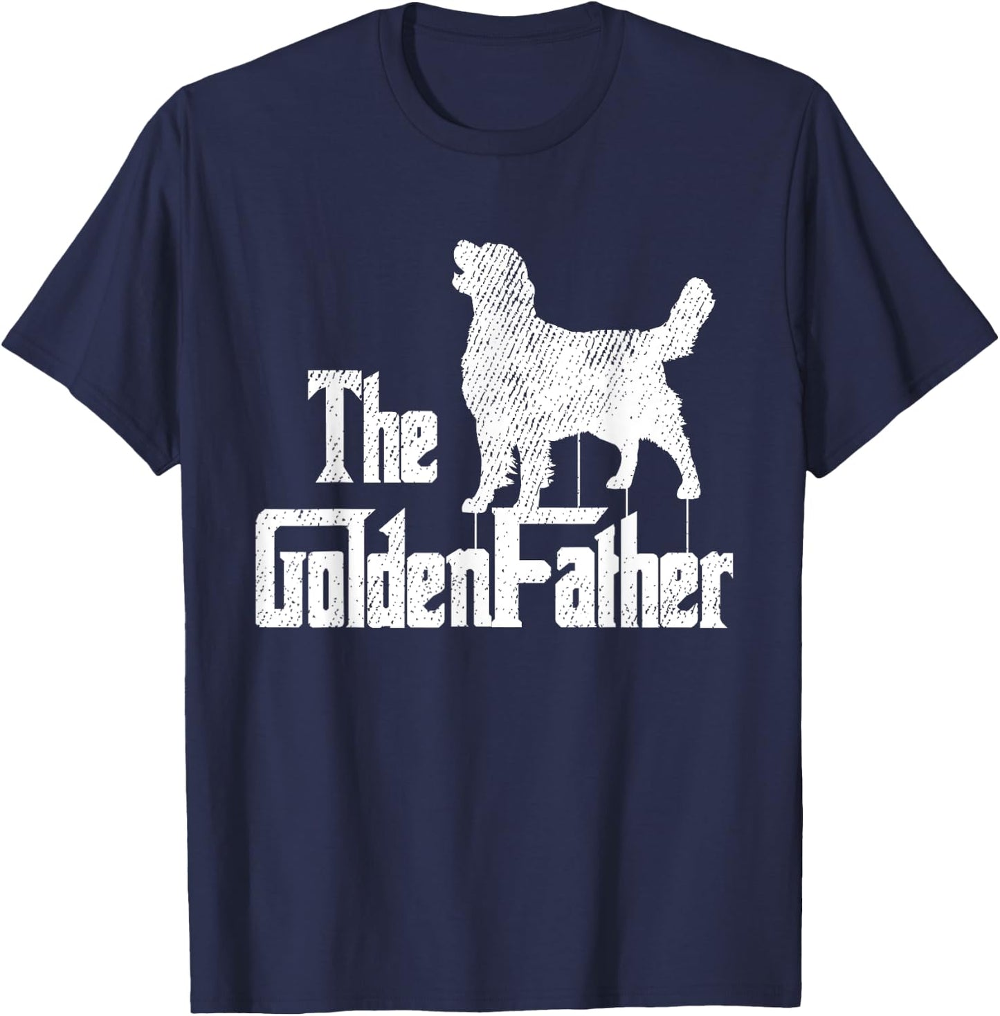 Golden Retriever Dog Fathers Day Funny Doggie Puppy Daddy T-Shirt - T-Shirt | Navy