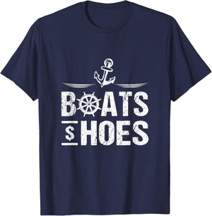 Boats And Hoes Boat Lover Boating Anchor Cruising Captain T-Shirt - T-Shirt | Navy