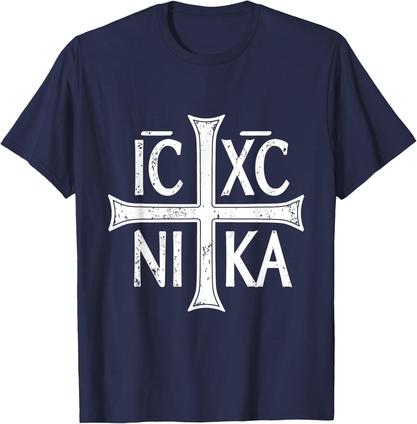 ICXC NIKA Cross Christogram Orthodox Eastern Christian T-Shirt - T-Shirt | Navy