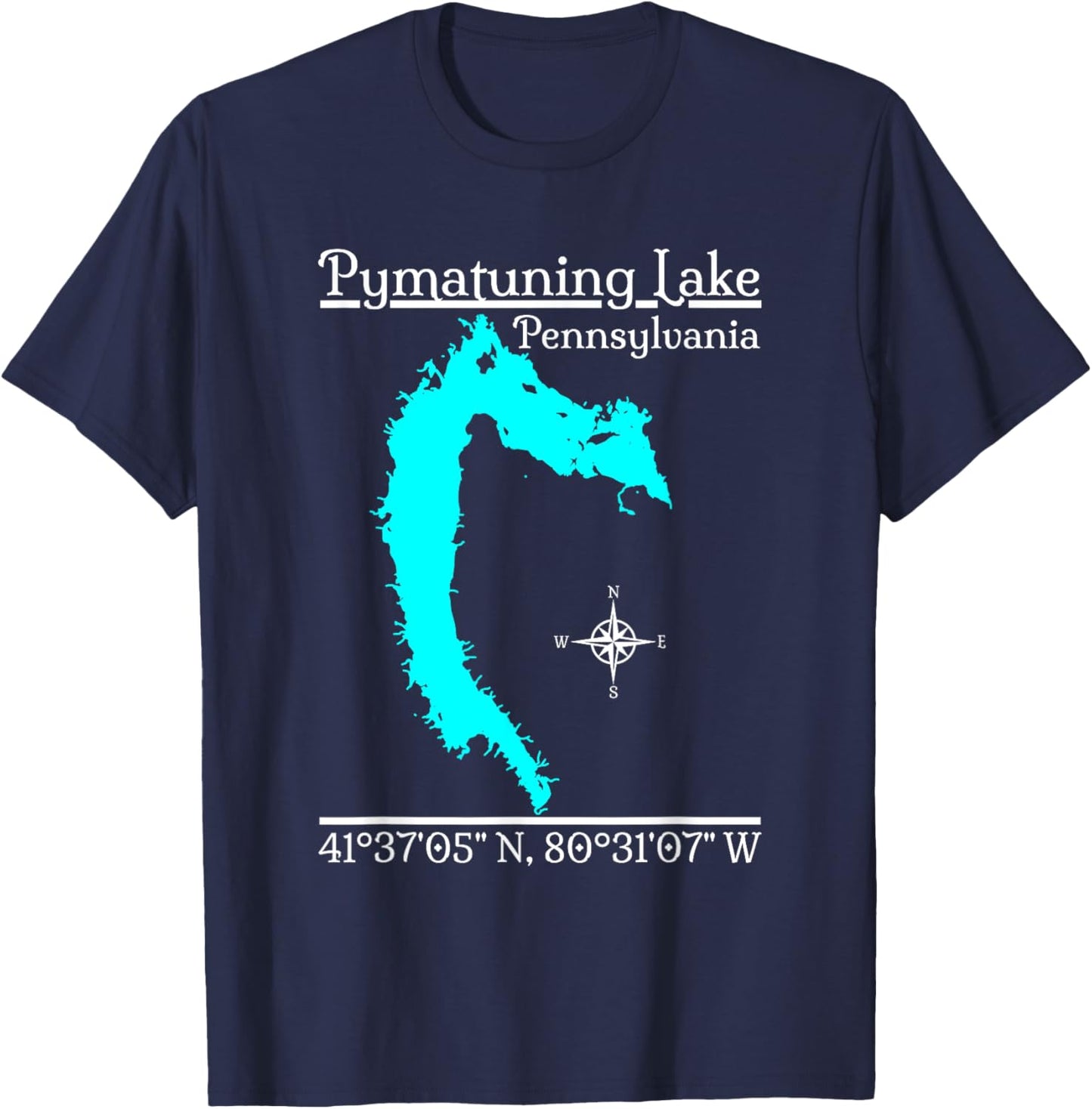 GeoGearCo Pymatuning Lake - Pennsylvania Kids' Black Cotton T-Shirt - T-Shirt | Navy