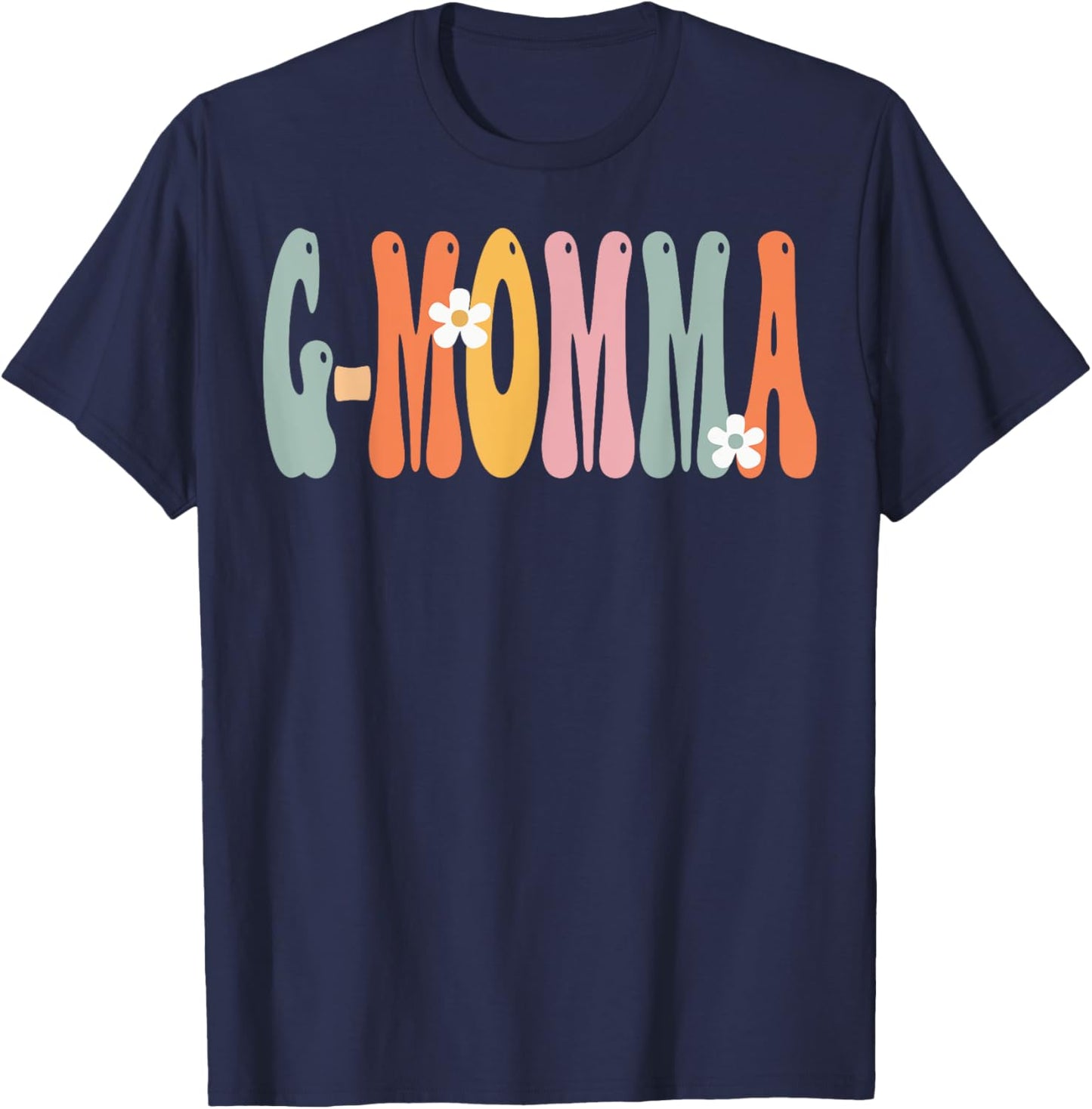 G-MOMMA Retro Groovy Mom Cute Mother's Day Funny Grandma T-Shirt - T-Shirt | Navy