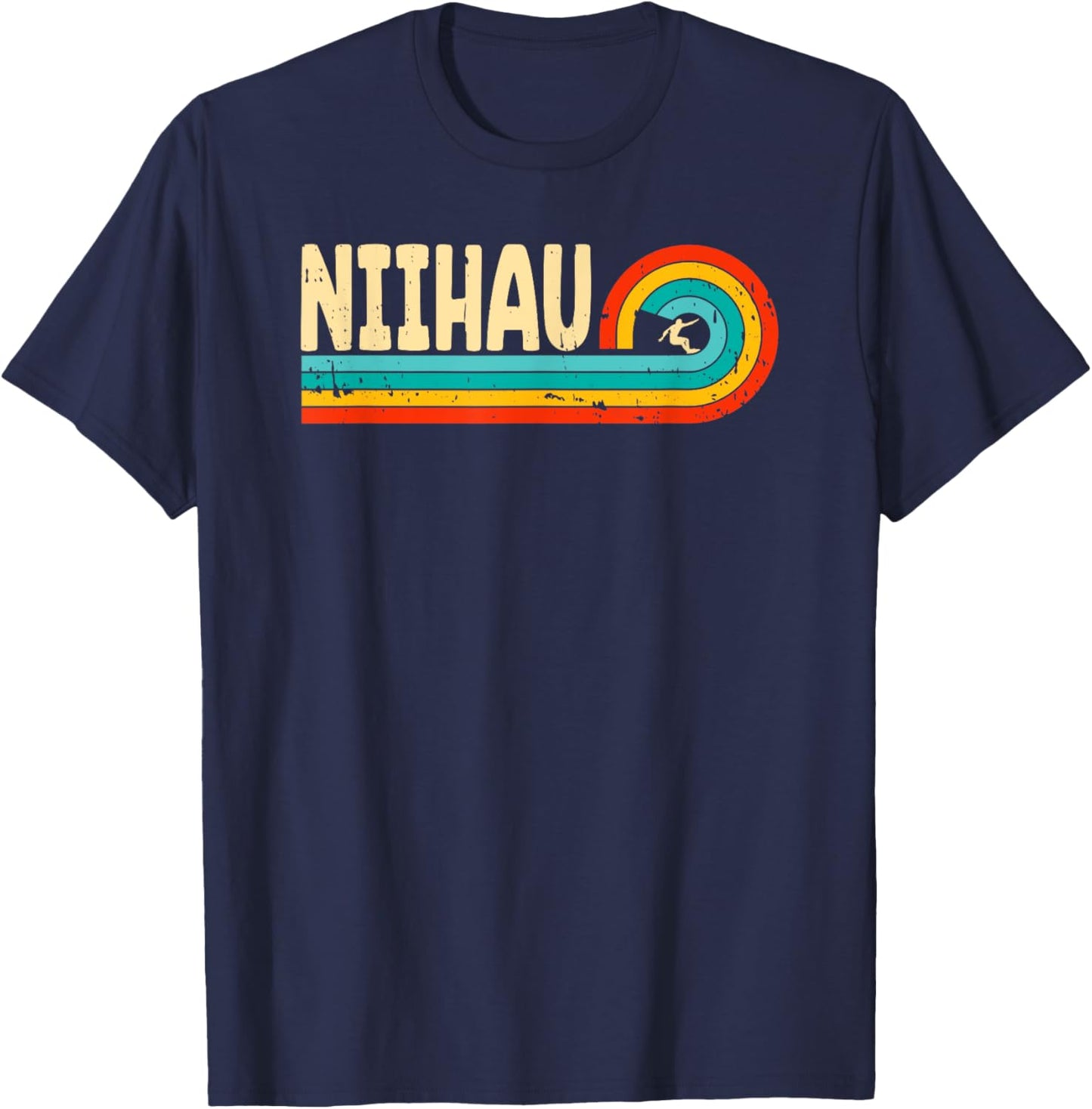 Niihau Surfing Hawaii Hawaiian Islands Vintage Retro Surfer T-Shirt - T-Shirt | Navy