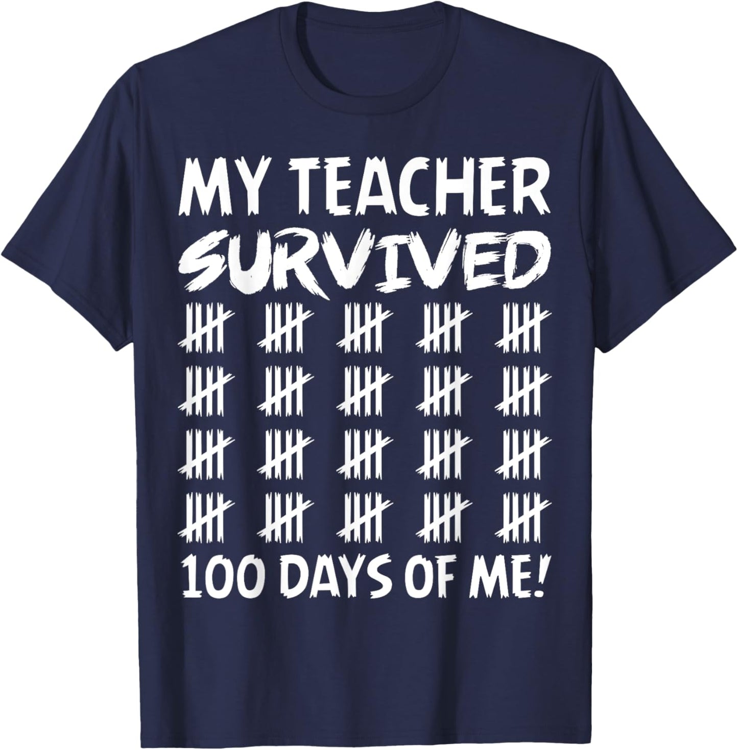 Funny School Boys Girls Kids Shirt Survived 100 Days Of Me T-Shirt - T-Shirt | Navy