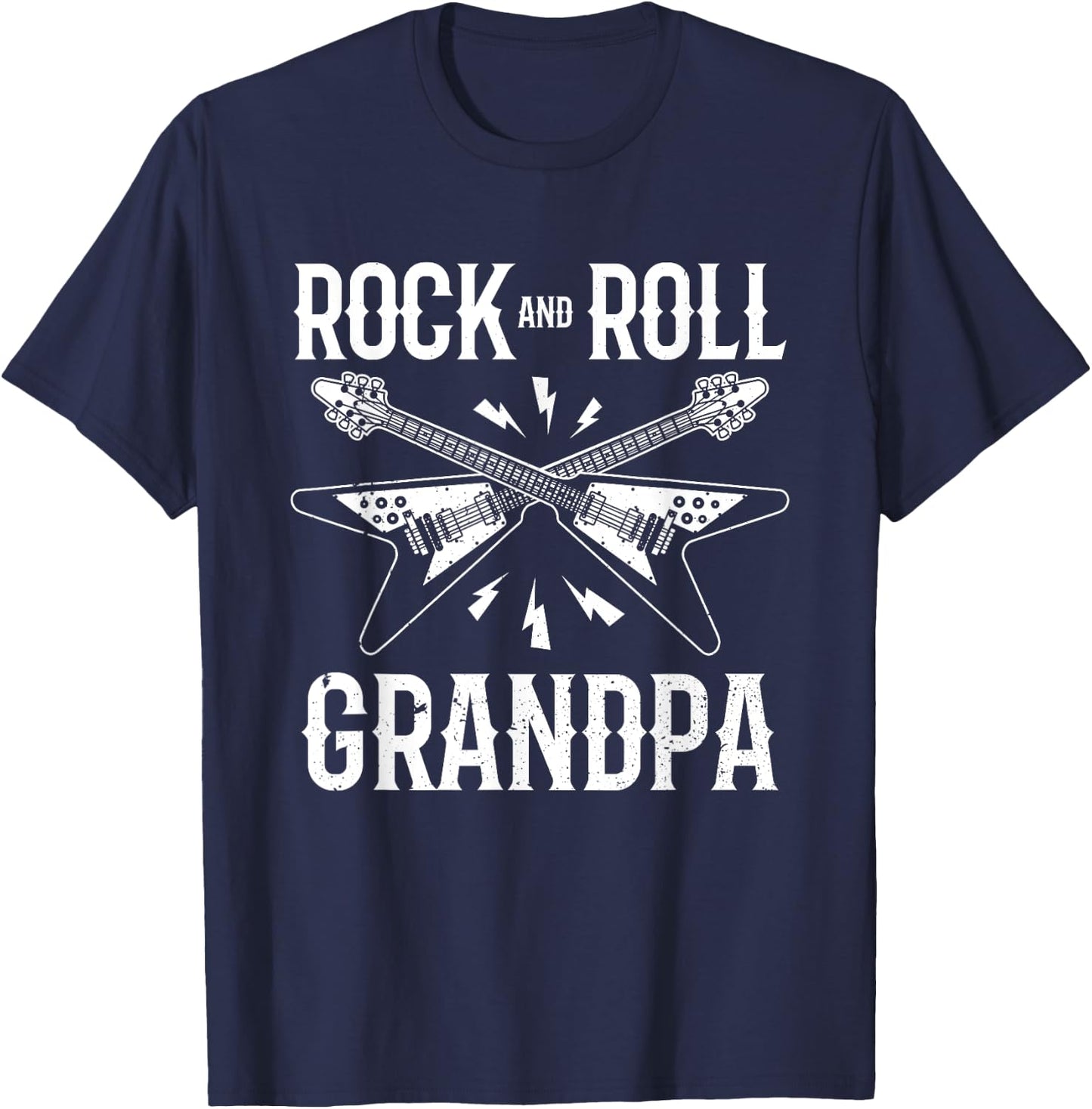 Rock And Roll Grandpa Vintage Band Punk Rock Design Rockstar T-Shirt - T-Shirt | Navy