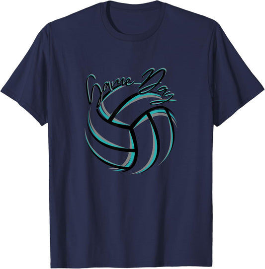 Parents Volleyball Team Game Day Teal & Black Splatter T-Shirt - T-Shirt | Navy