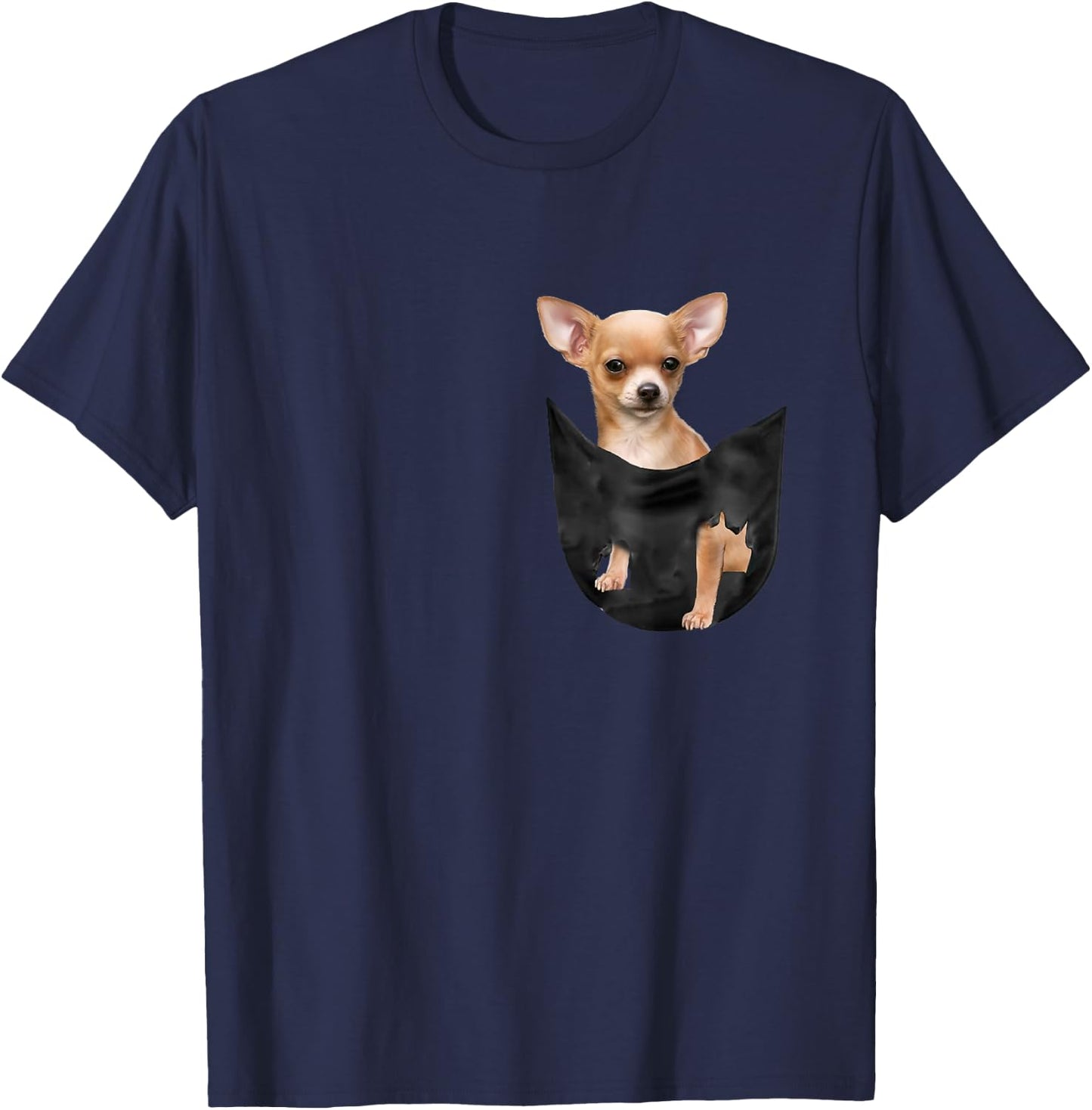 Gift Cute Dogs Lovers -Adults Cute Chihuahua In Your Pocket Christmas Black Small Classic Fit Short Sleeve T-Shirt - T-Shirt | Navy