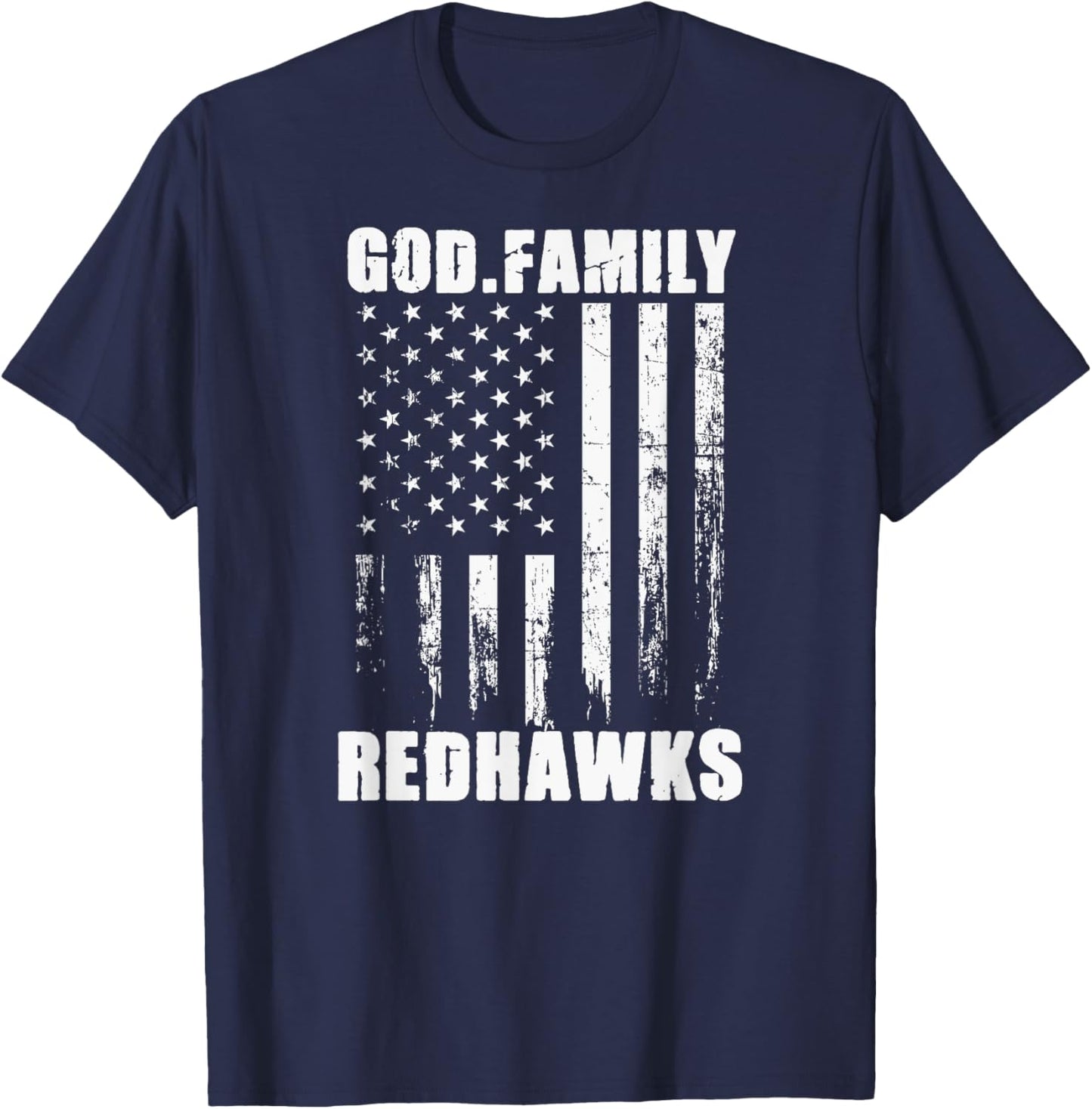Central Square Redhawks God. Family. Vintage USA Flag T-Shirt - T-Shirt | Navy