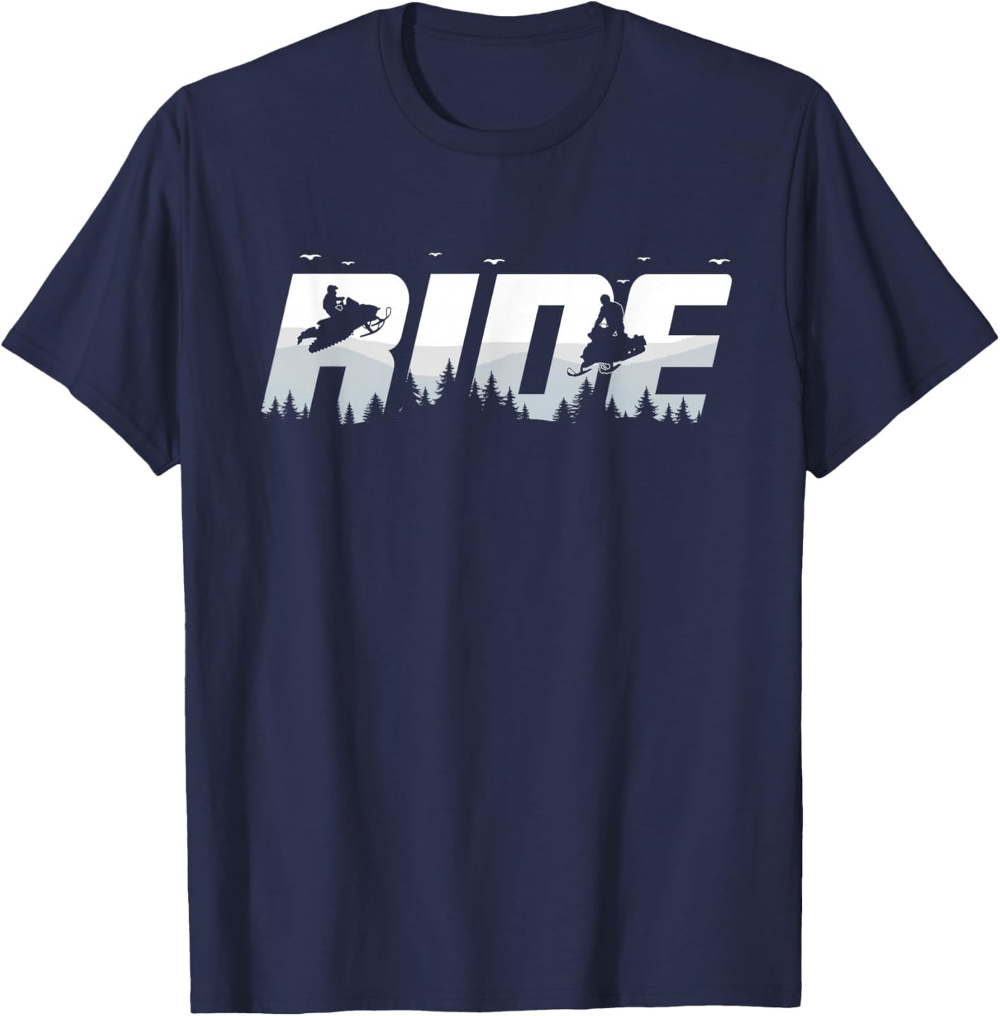 Snowmobile Ride Motor Sled Racing Winter Mountain Sports Fan T-Shirt - T-Shirt | Navy