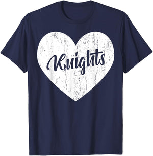 Knights School Sports Fan Team Spirit Mascot Heart Gift T-Shirt - T-Shirt | Navy